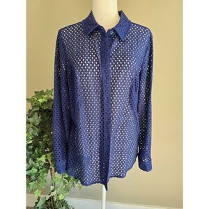 D & Co Shirt Cut out Sz L Navy